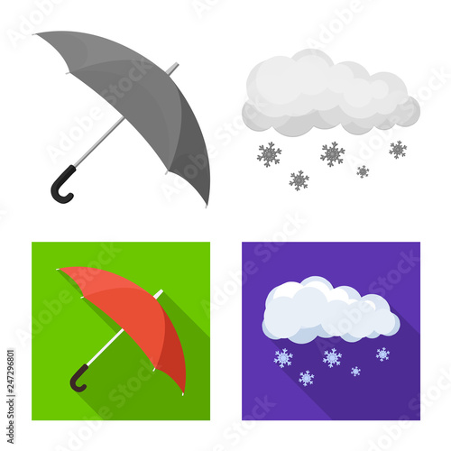 Vector illustration of weather and climate logo. Collection of weather and cloud stock symbol for web.