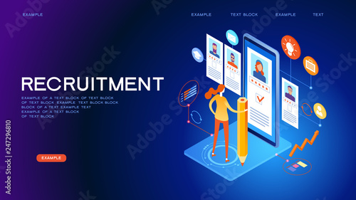 Recruitment concept for web page, banner