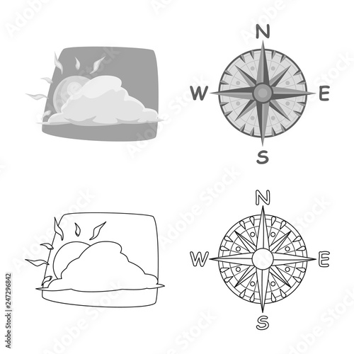 Vector illustration of weather and climate icon. Set of weather and cloud vector icon for stock.