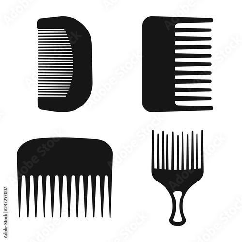 Vector illustration of brush and hair icon. Set of brush and hairbrush vector icon for stock.