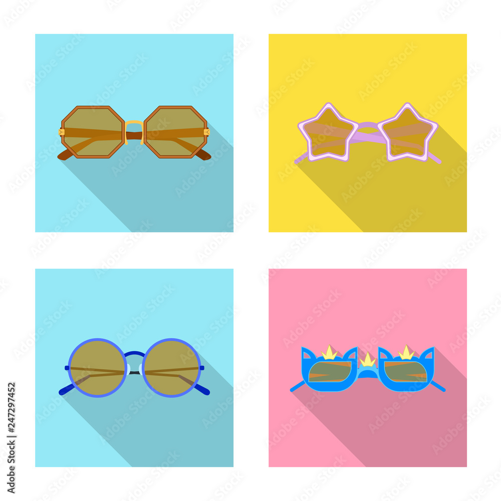 Vector illustration of glasses and sunglasses logo. Set of glasses and accessory vector icon for stock.