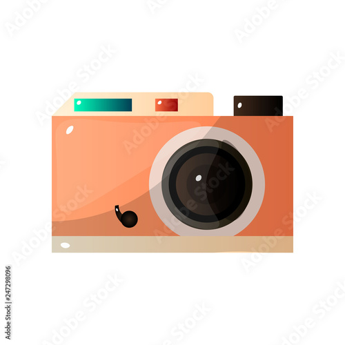 Orange Modern Digital Photo Camera Vector Illustration