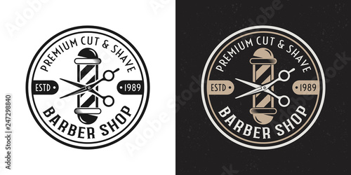 Barbershop vector two style vintage round badge