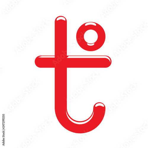 Temperature sign T letter. Icon of Physical quantity expressing hot and cold. Cartoon design Vector illustration.