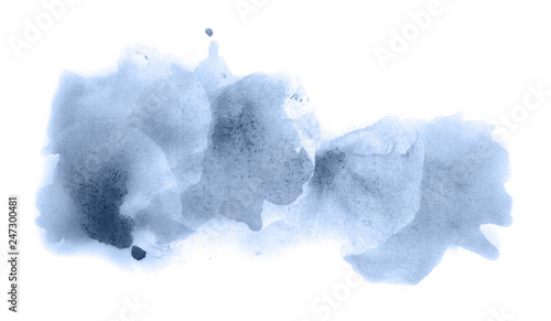 Abstract watercolor background hand-drawn on paper. Volumetric smoke elements. Blue, Navy Peony color. For design, web, card, text, decoration, surfaces.