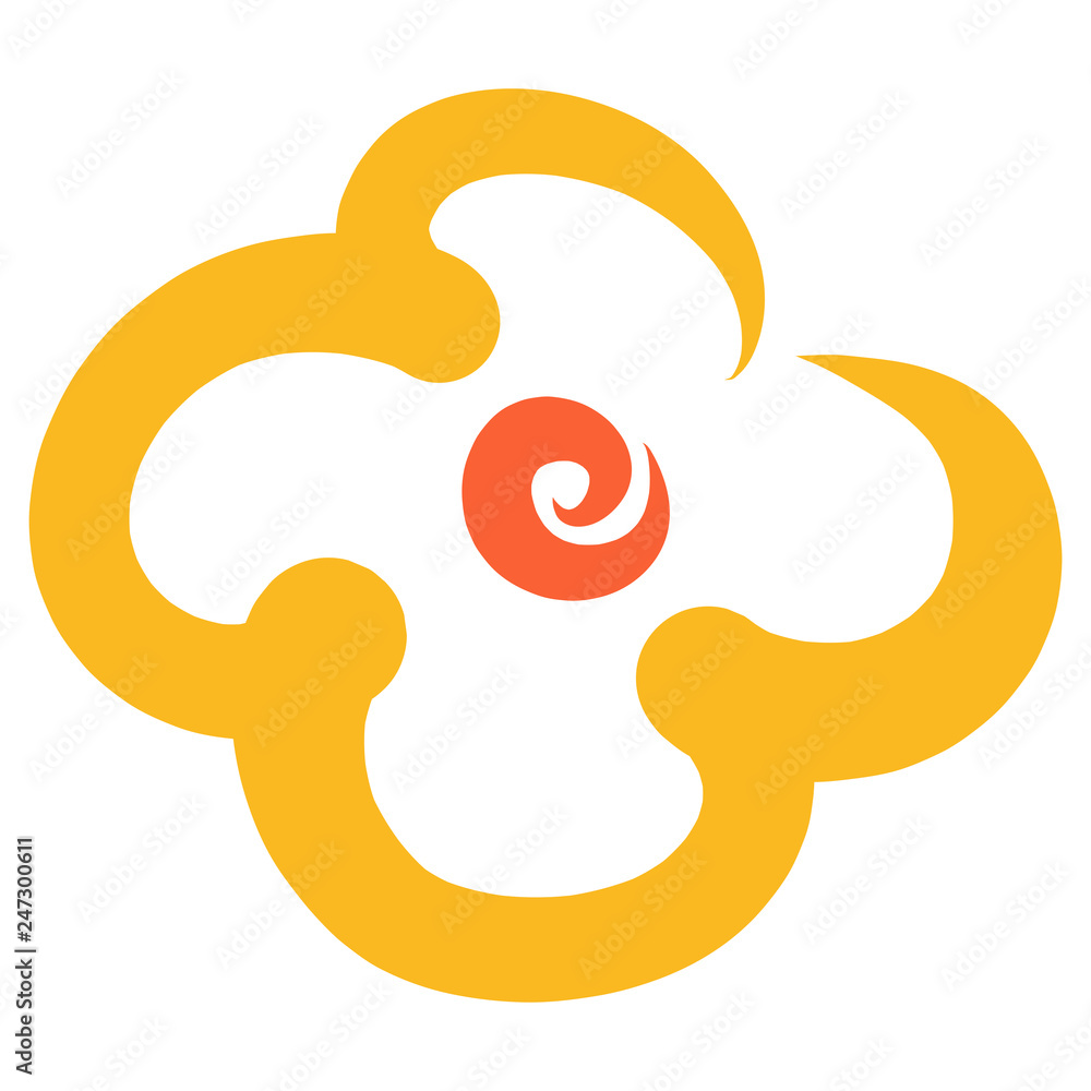 yellow flower with four petals, abstract sketch yellow flower with four petals, abstract sketch