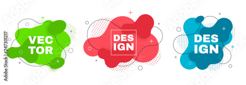 Gradient geometric banners with flowing liquid shapes. Dynamic Fluid design.