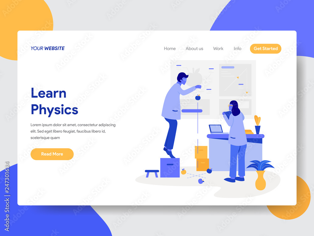 Landing page template of Learn Physics Illustration Concept. Modern flat design concept of web page design for website and mobile website.Vector illustration Landing page template of Learn Physics Illustration Concept. Modern flat design concept of web page design for website and mobile website.Vector illustration