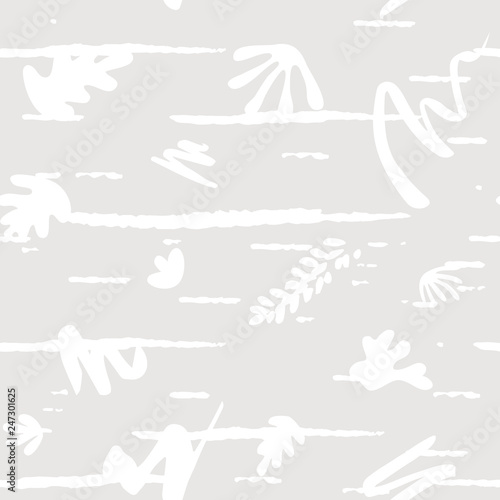  Organic shapes vector seamless pattern. Abstract paper cut outs collage.