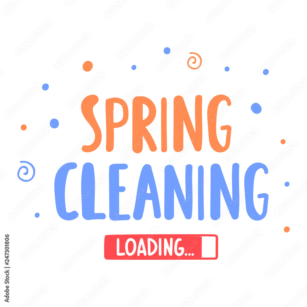 Spring cleaning loading. Vector hand drawn illustration on white background. Spring cleaning loading. Vector hand drawn illustration on white background.