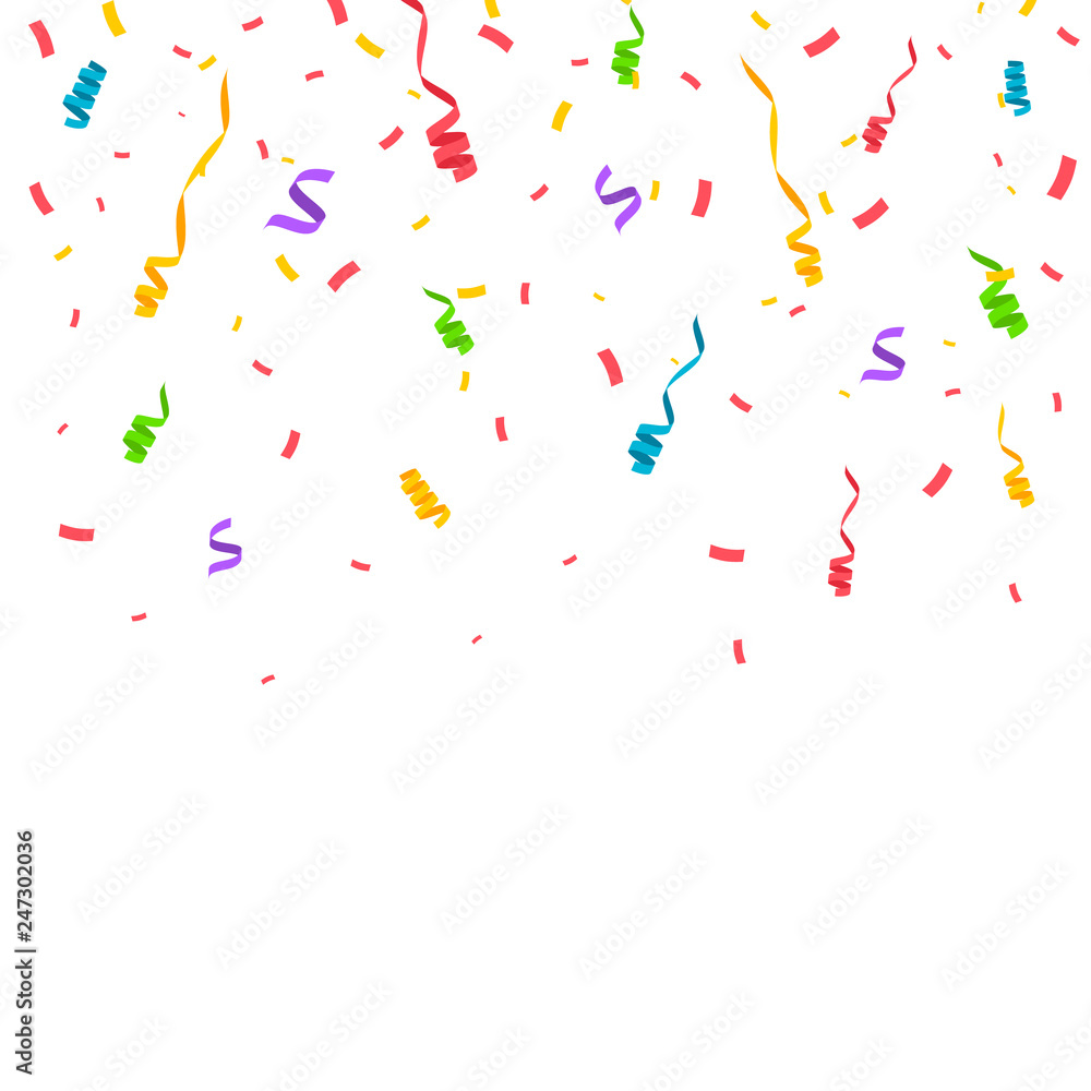 Colorful confetti isolated. Festive vector illustration - obrazy, fototapety, plakaty 