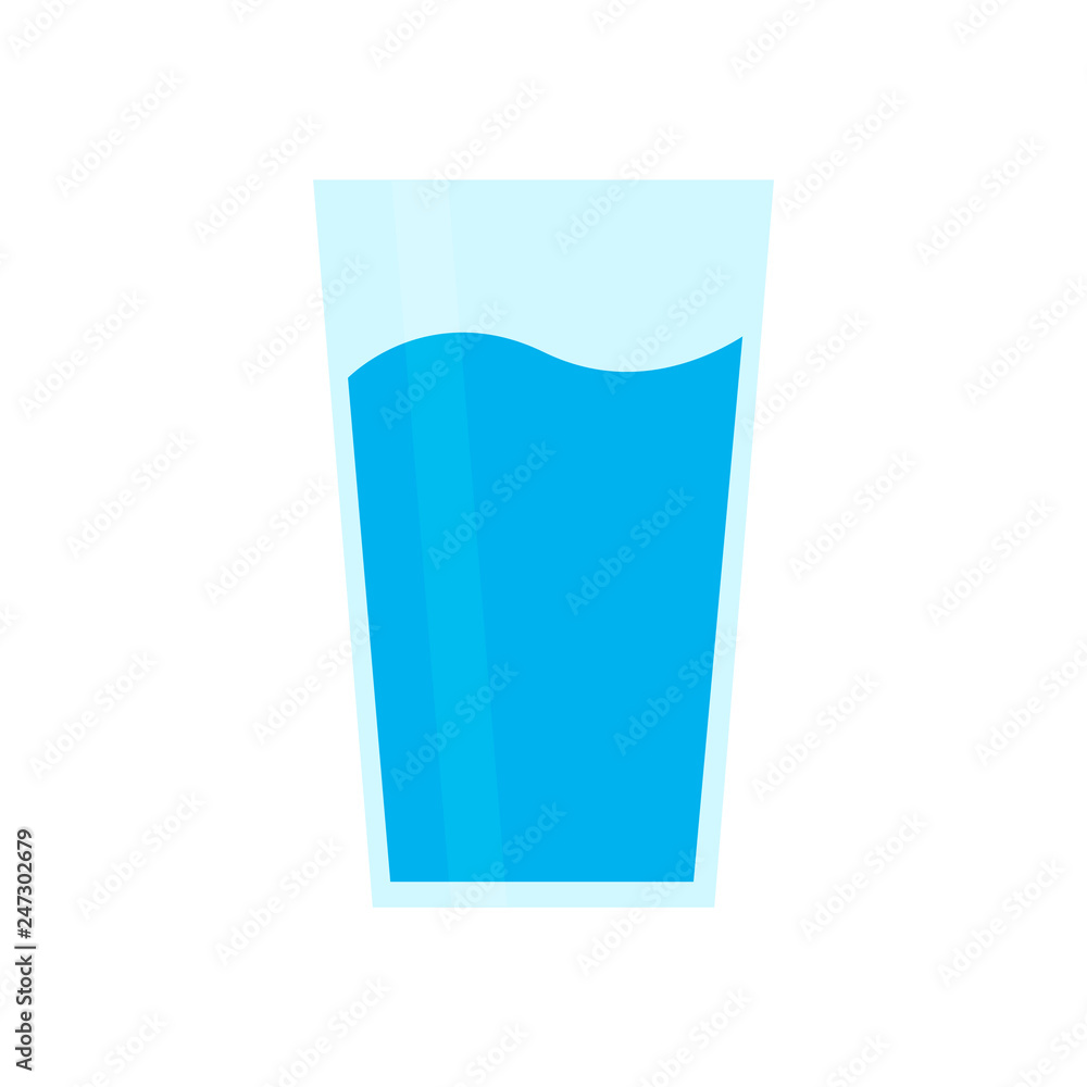 glass of water flat design isolated on white backgroun glass of water flat design isolated on white backgroun