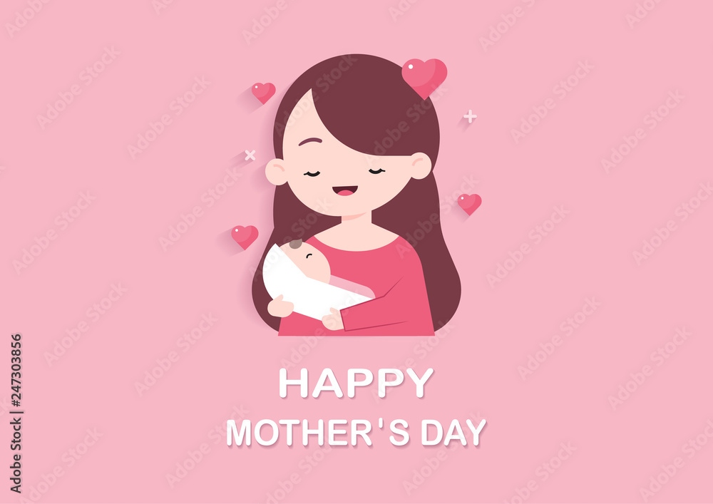 Mother holding cute baby. Happy Mothers' day. Vector illustration. Mother holding cute baby. Happy Mothers' day. Vector illustration.