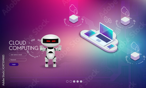 ..Software, web development, cloud programming concept. Abstract Programming language and program code on screen laptop. Laptop and icons company network . Technology process of Software development