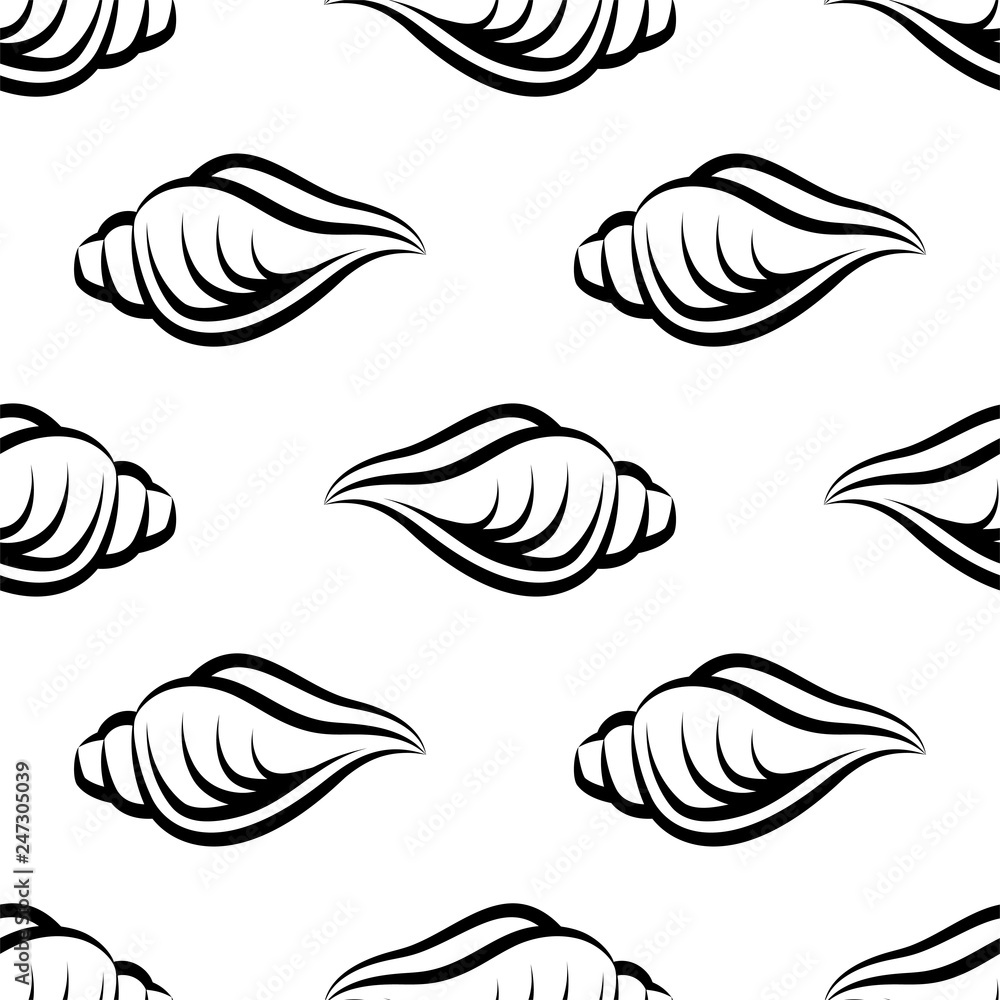 Conch A Marine Mollusc, Conch Icon Seamless Pattern Conch A Marine Mollusc, Conch Icon Seamless Pattern
