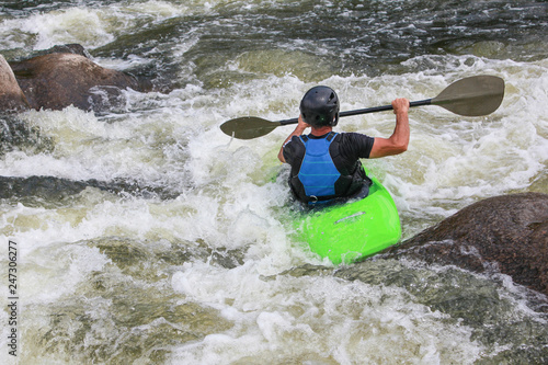 River Kayaking as extreme and fun sport. Life in motion. Outdoor sports. photo