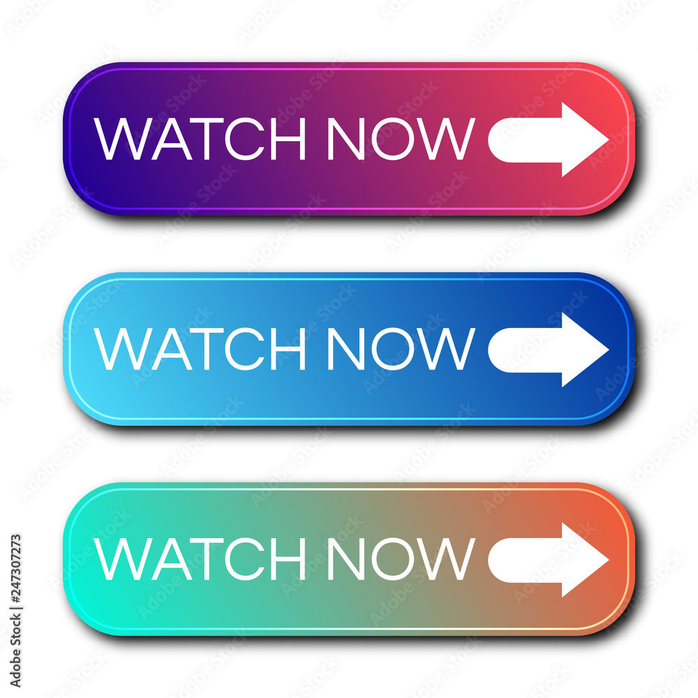 Set of three modern gradient buttons with shadows Set of three modern gradient buttons with shadows