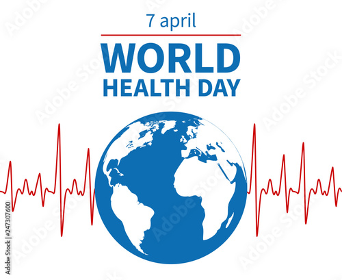 World health day concept. Wellness, medical prevention and profession medicare day. Global medicine vector background. Illustration of international world day, medical global poster