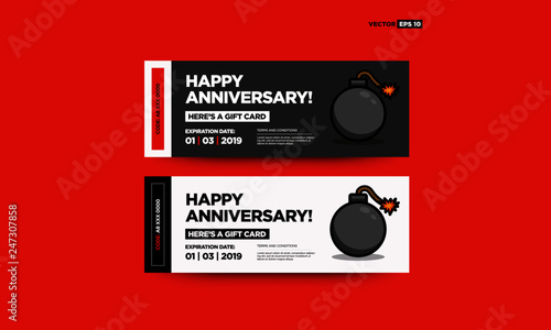 Happy Anniversary Voucher Card with Bomb Illustration