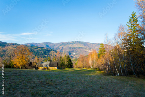 Fototapeta Naklejka Na Ścianę i Meble -  Landscape during trekking Beskidy mountains