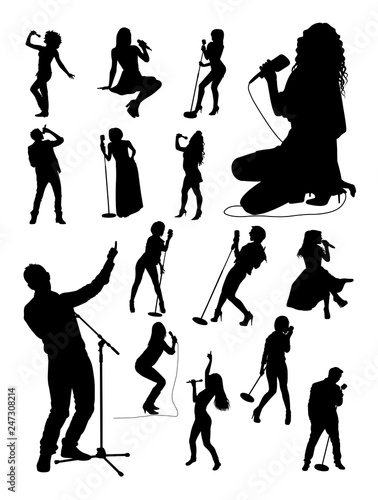 Singer gesture silhouettes. Good use for symbol, logo, web icon, mascot, sign, or any design you want.