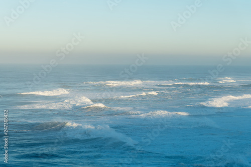 Atlantic ocean in morning at Nazare  Portugal.