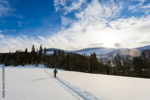 Fototapeta Naklejka Na Ścianę i Meble -  Winter skitour trekking Beskidy mountains