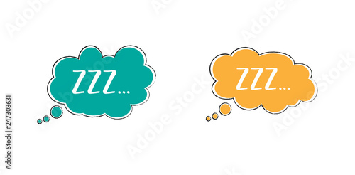 Sleep comic bubble with zzz. Sleeping bubble icon. No speaking no talking sign or silhouette. Isolated on white background.