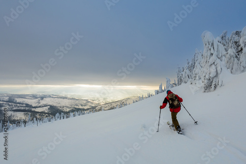 Fototapeta Naklejka Na Ścianę i Meble -  Winter skitour trekking Beskidy mountains