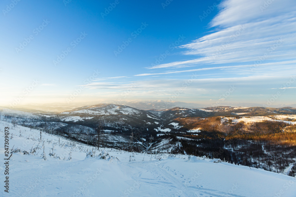 Winter skitour trekking Beskidy mountains