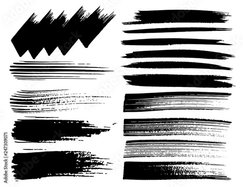 Wallpaper Mural Set of brush strokes, Black ink grunge brush strokes. Vector illustration. Torontodigital.ca