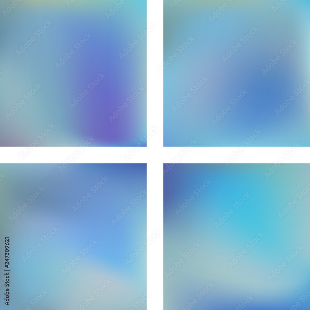 Set with blue abstract blurred backgrounds. Vector illustration. Modern geometrical backdrop. Abstract template. Set with blue abstract blurred backgrounds. Vector illustration. Modern geometrical backdrop. Abstract template.