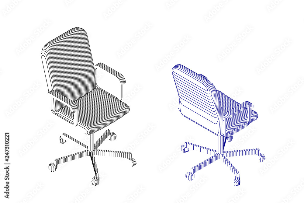 Striped Office chair. Vector contour illustration Striped Office chair. Vector contour illustration