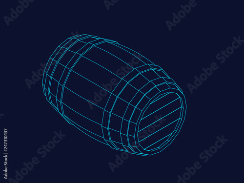Wooden barrel. Vector outli...
