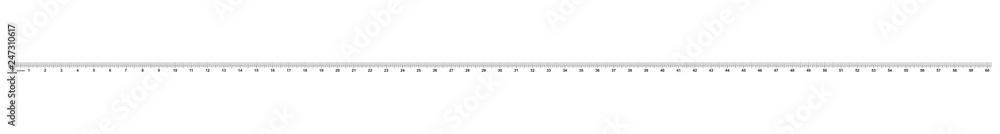 Ruler 60 inch. Precise measuring tool. Inches size indicators. Calibration grid. Ruler 60 inch. Precise measuring tool. Inches size indicators. Calibration grid.