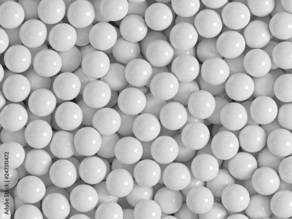 Abstact 3d geometric composition. 3d white background with balls