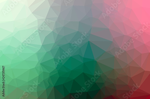 Illustration of abstract Green  Pink  Red horizontal low poly background. Beautiful polygon design pattern.