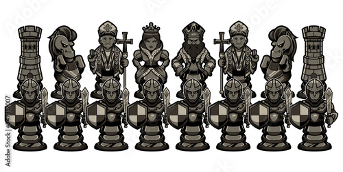 Chess Cartoon Figures Black