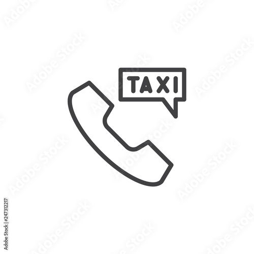 Phone Taxi ordering line icon. linear style sign for mobile concept and web design. Taxi call service outline vector icon. Symbol, logo illustration. Pixel perfect vector graphics