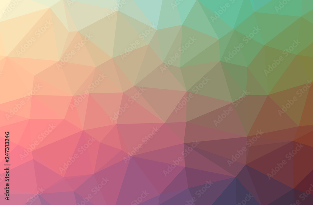 Illustration of abstract Green, Red horizontal low poly background. Beautiful polygon design pattern.