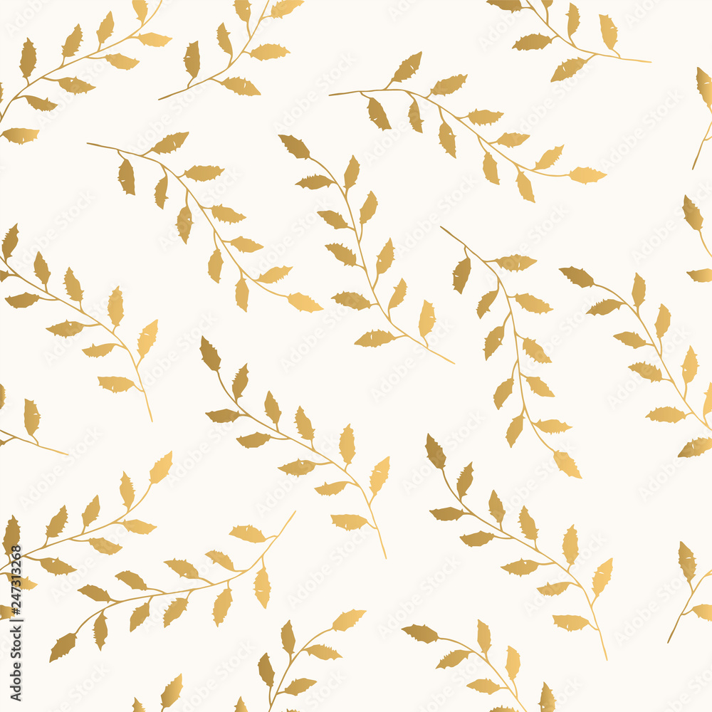 Golden leaves pattern for summer design. Scandinavian style. Golden leaves pattern for summer design. Scandinavian style.