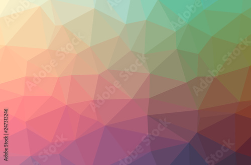 Illustration of abstract Green, Red horizontal low poly background. Beautiful polygon design pattern.