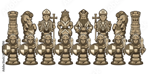 Chess Cartoon Figures White