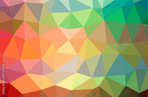 Illustration of abstract Green, Orange, Pink, Red, Yellow horizontal low poly background. Beautiful polygon design pattern. © sharafmaksumov