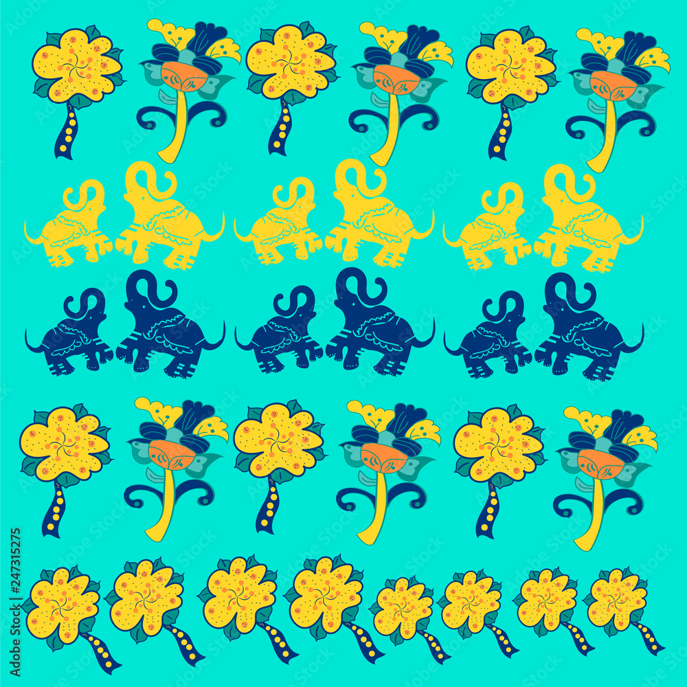 seamless pattern with flowers and butterflies
