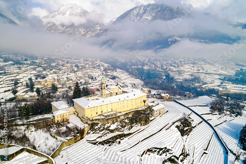 Valtellina (IT) - Sondrio - Frazione Sant'Anna - Convento di san Lorenzo - Vista aerea  photo