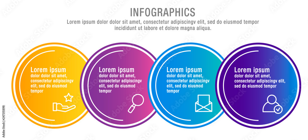 Modern vector illustration. Infographic circles template with four ...