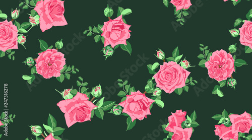 Fototapeta Naklejka Na Ścianę i Meble -  Vector Roses Pattern, Wedding Design.
