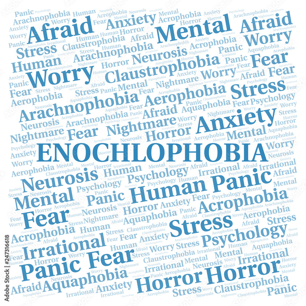 Enochlophobia word cloud. Enochlophobia word cloud.