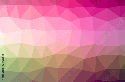 Illustration of abstract Green, Pink, Yellow horizontal low poly background. Beautiful polygon design pattern.